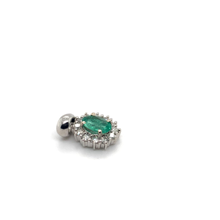 14 kt hanger smaragd en diamant 1.00 ct en 0.26 ct