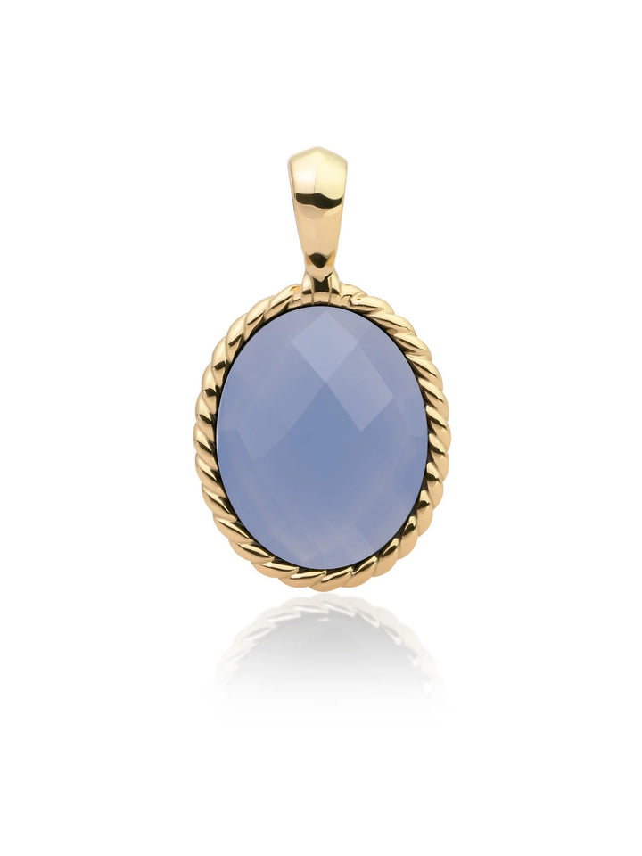 Sparkling Jewels Twist Pendant Milky Blue Jade Gold Plated – SPG21-G68