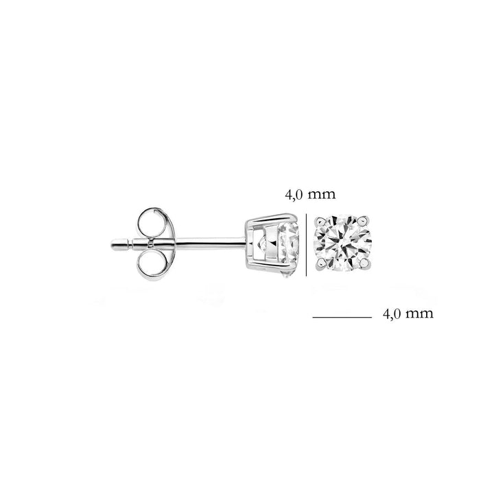 Oorknoppen 7127WZI - 14k Witgoud met zirkonia
