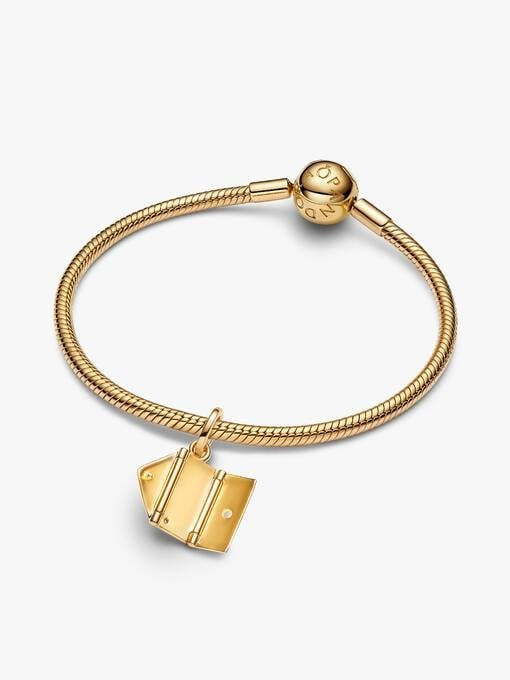 Pandora Graveerbare Envelop Hangende Bedel 764421C01 Verguld met Zirkonia