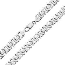 Zilveren Massieve Platte Koningsschakel Armband 8 mm – 20 cm