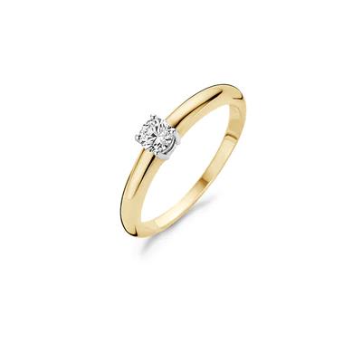 Blush Jewels ring 1067BZI - 14k Geel en Witgoud met zirkonia maat 54