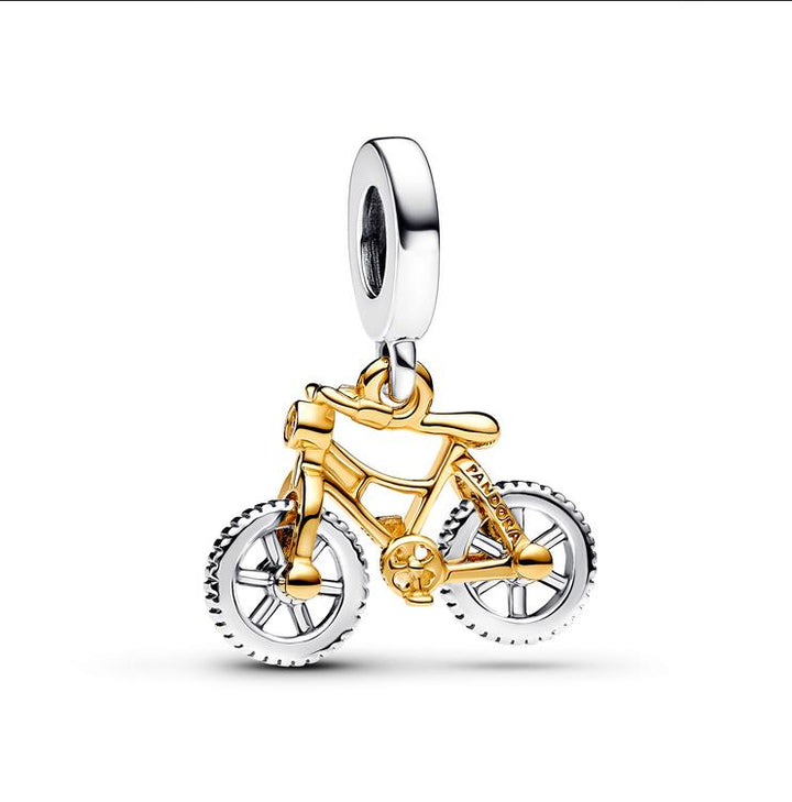 Pandora Tweekleurige Fiets Hangende Bedel met Draaiende Wielen 763354C01