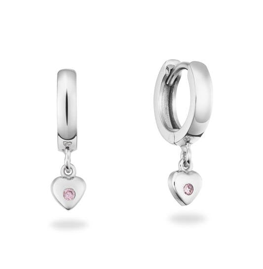 Glow Klapoorringen Hart – Zilverkleurig Zilver met Witte Zirkonia Ø 18 mm 107.3112.00