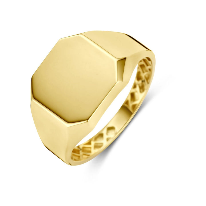 14 Karaat Geelgouden Graveerring Vierkant – 12,5 mm
