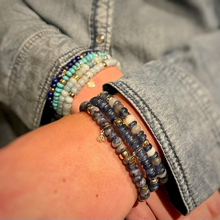 Y&amp;G edelstenen armband | Kyaniet &amp; 14 karaats goud 7029