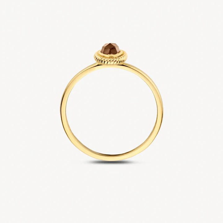 14k Geelgoud met parelmoer en pure quartz Ring 1239YBQ
