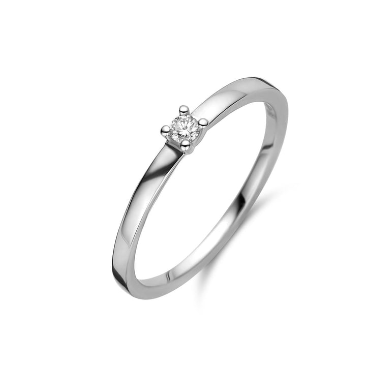 18 kt witgouden solitair ring 0.14ct