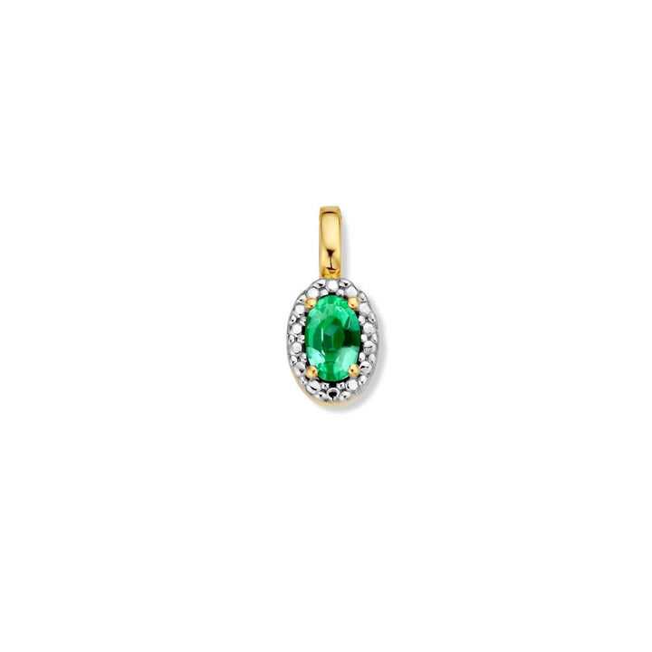 062084E 18 kt hanger smaragd Geel &amp; witgoud