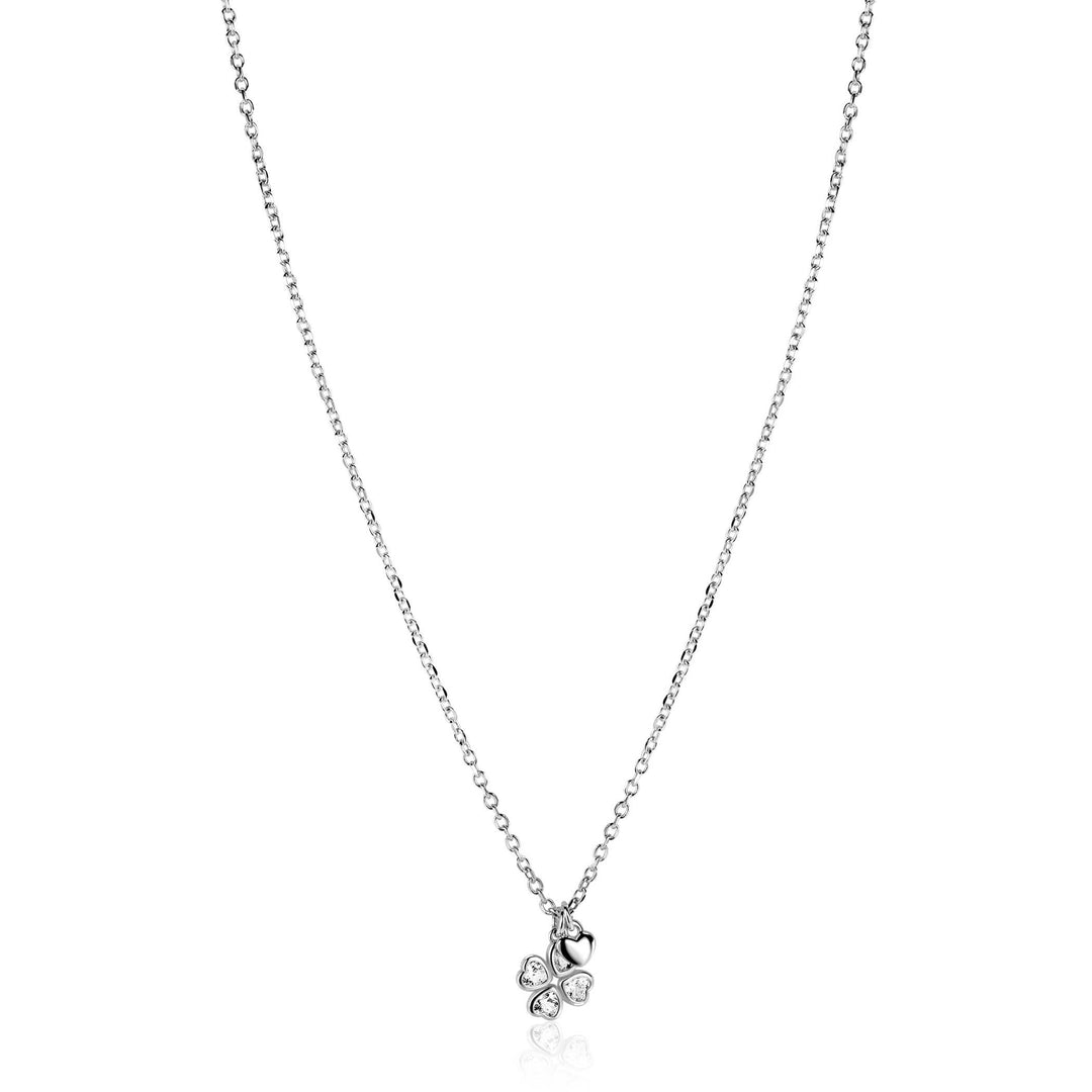 ZINZI zilveren ketting met klavertje vier &amp; hartje – ZIC2783 (45cm)