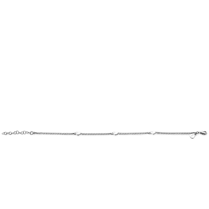 ZINZI zilveren gourmet armband met drie glanzende hartjes 17-20cm ZIA2408