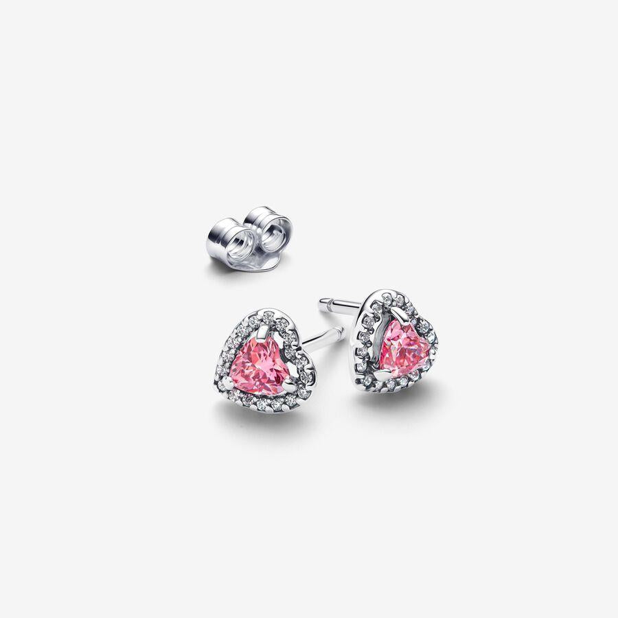 Elevated Pink Heart Stud Earrings 298427C02