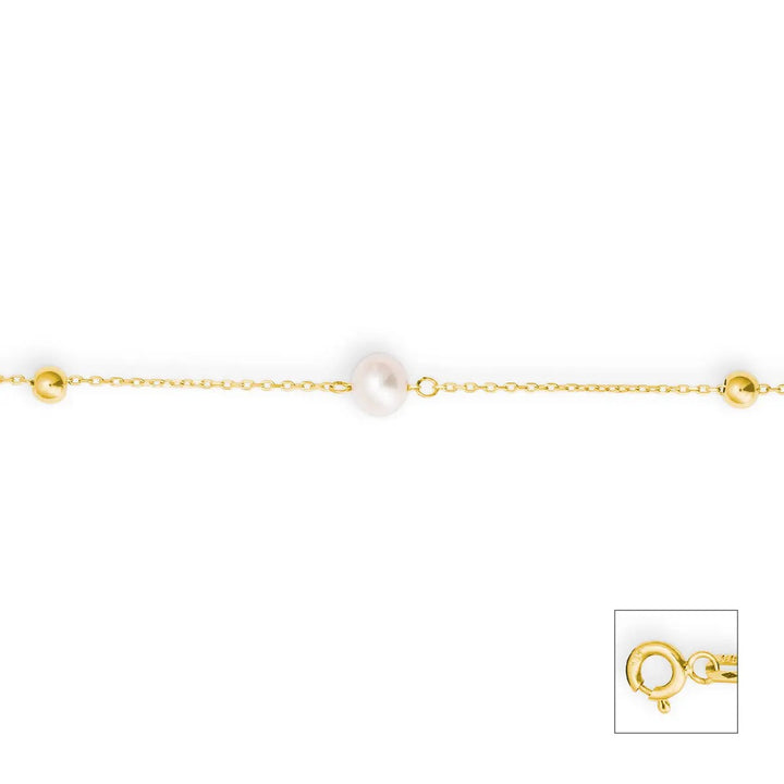 14 Karaat Geelgouden Armband met Zoetwaterparels 18,5 cm