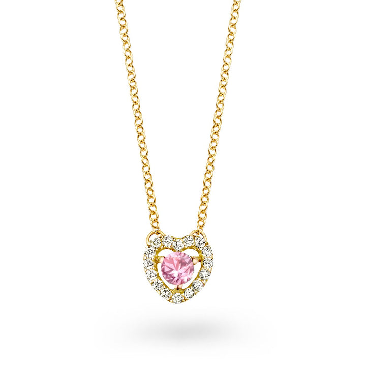 Salina halsketting in 18 karaat geelgoud met roze saffier en diamanten 053506XA