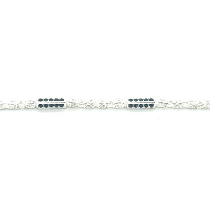 Zilveren Koningsschakel collier 3 mm met Onyx 55 cm