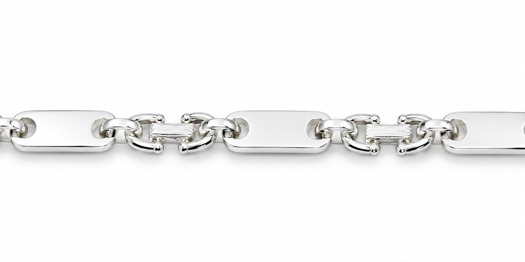 Massieve handgepolijste zilveren fantasie armband 5 mm 21 cm graveerbaar