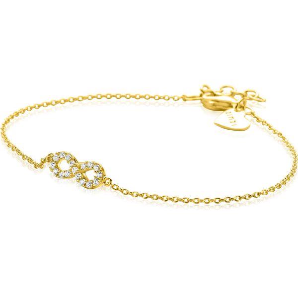 ZINZI gold plated zilveren armband met Infinity teken, vol bezet met witte zirconia&