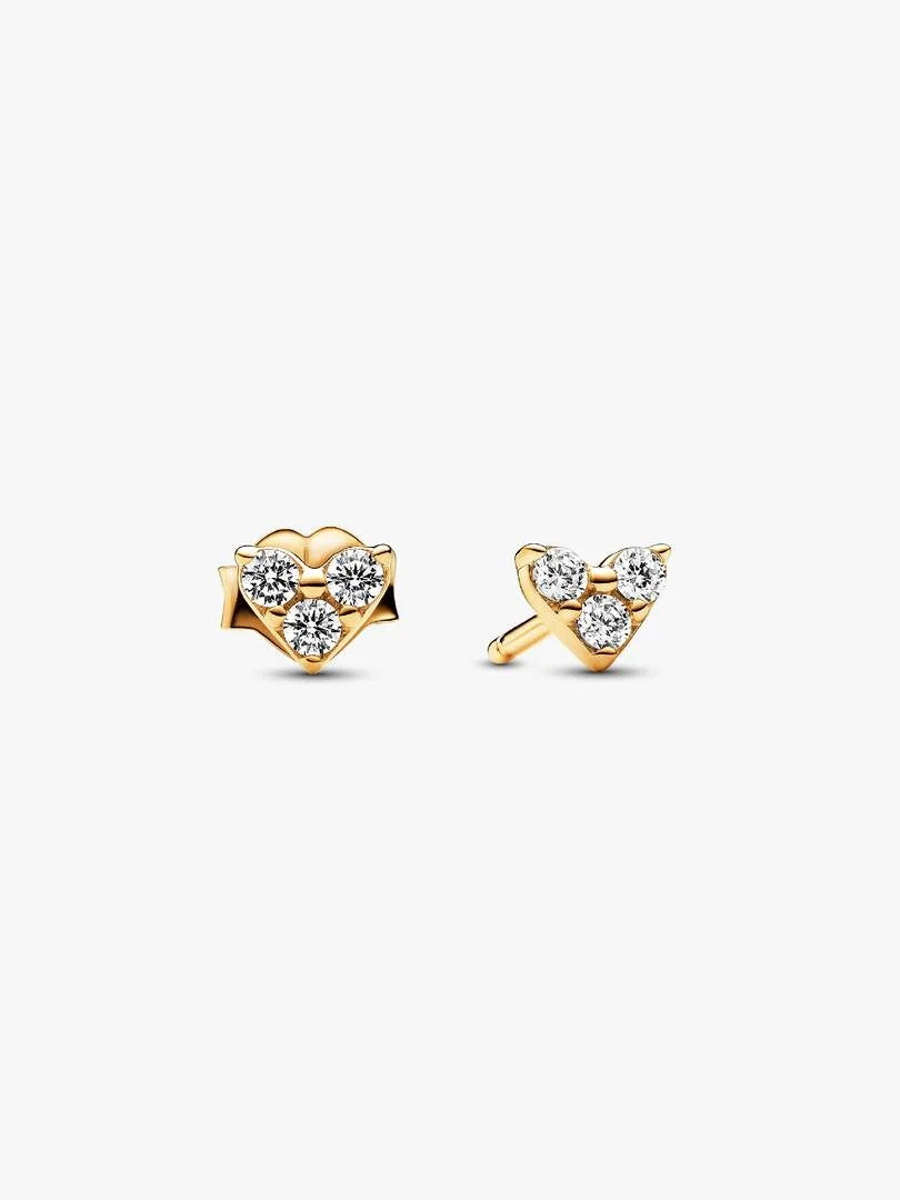 PANDORA 263003C01 OORKNOPPEN TRIPLE STONE HEART ZI