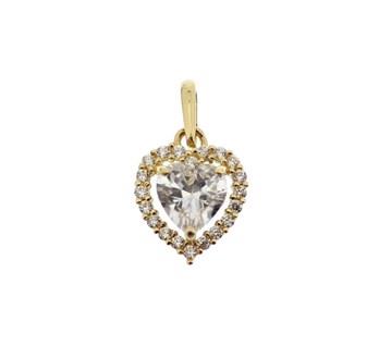 Geelgouden hanger met een hart en zirkonia