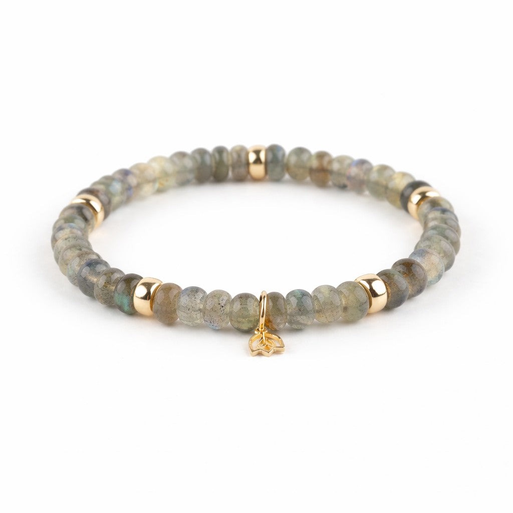 Y&amp;G edelstenen armband met 14 karaat gouden beads 7038
