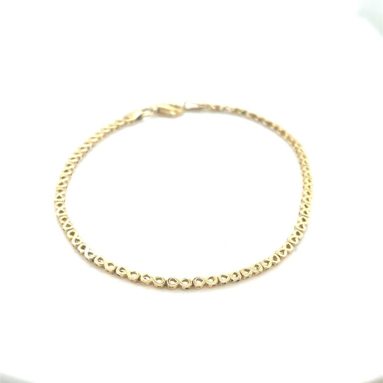 14 karaat geelgouden infinity armband 2 mm 19 cm