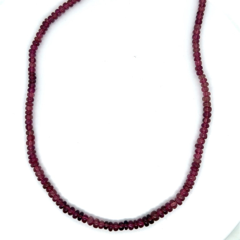 Roze rhodolite collier 14 kt karabijnslot 45cm