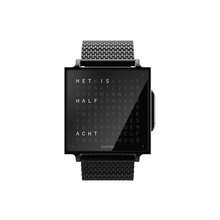 QLOCKTWO W BLACK STEEL, QW38NL6BLBMBLN