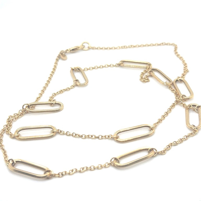 14 Karaat Gouden Anker Collier met Ovale Tussenogen – 65 cm