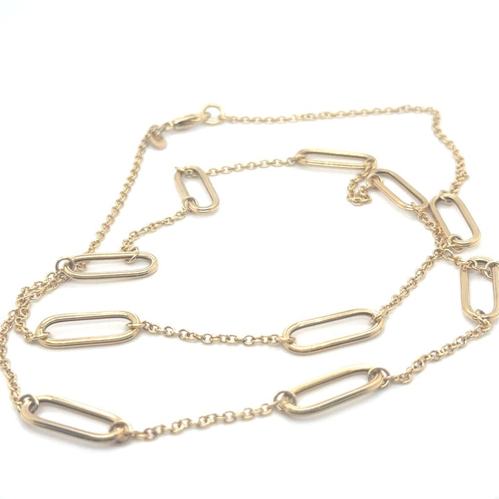 14 Karaat Gouden Anker Collier met Ovale Tussenogen – 65 cm