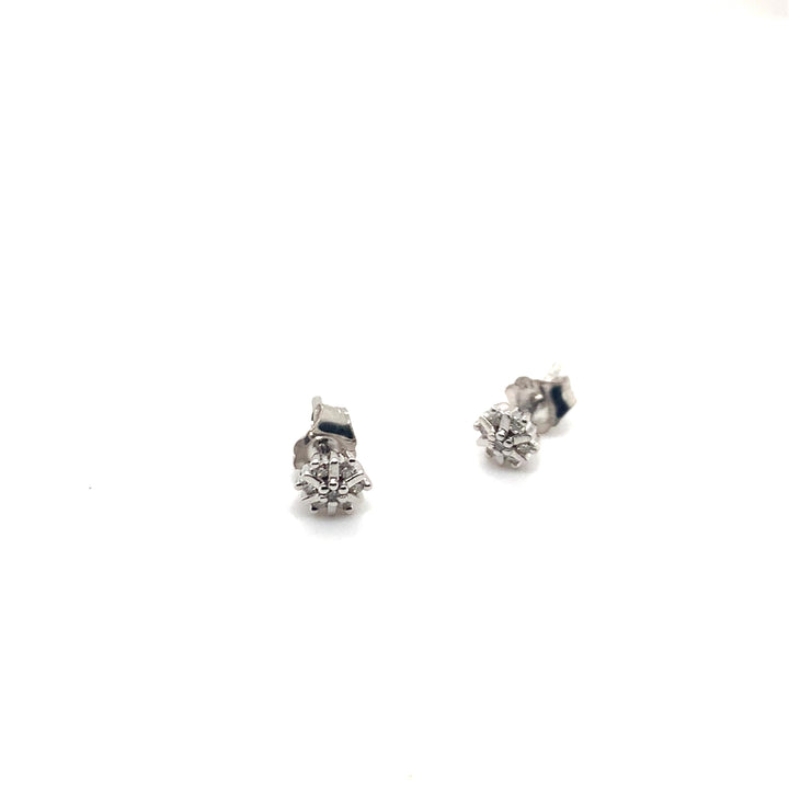 14 kt oorstekers diamant 0.10ct w/si illusie