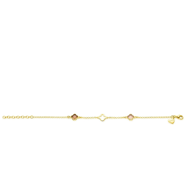 ZINZI goldplated armband met bruine klavers ZIA2772