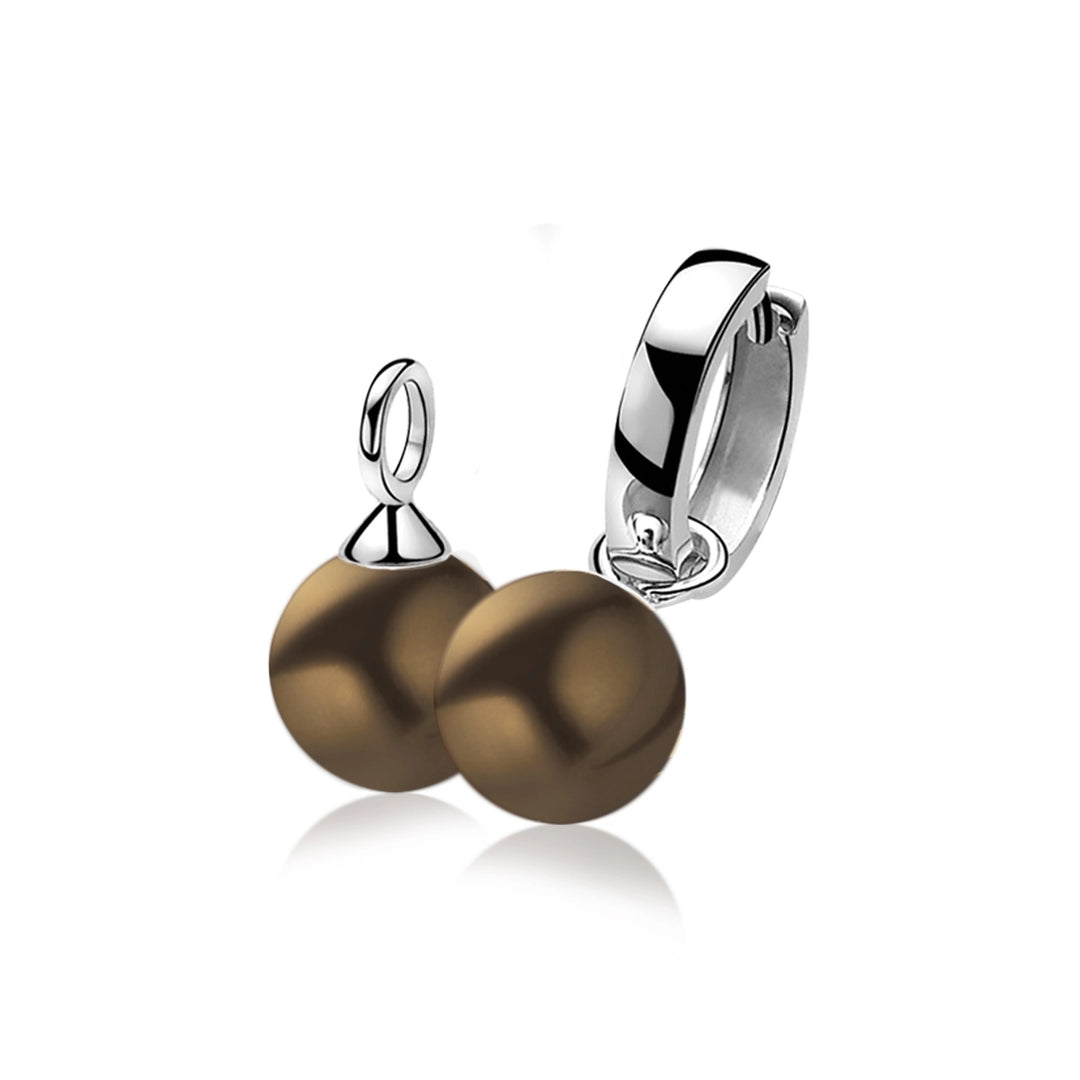 ZINZI ZICH266BR Zilveren Oorbedels met Bruine Parel 10 mm