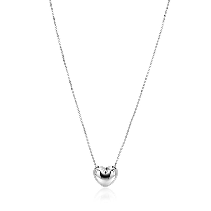 ZINZI zilveren ketting met luxe groot hart (15mm) 40-45 cm ZIC2672