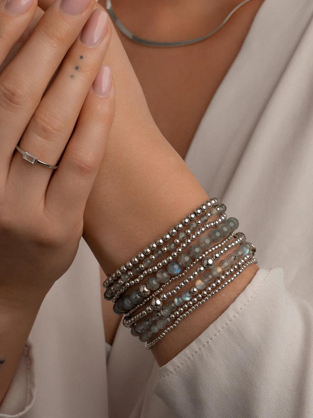Bracelet | Labradorite Saturn small - Silver - 4mm SB-GEM18-ADD-4MM