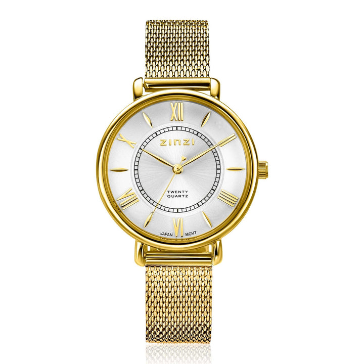 ZINZI Twenty Dameshorloge Goudkleurig Mesh 34 mm ZIW2033