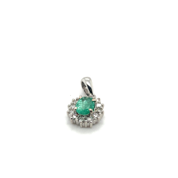 14 kt hanger smaragd en diamant 1.00 ct en 0.26 ct
