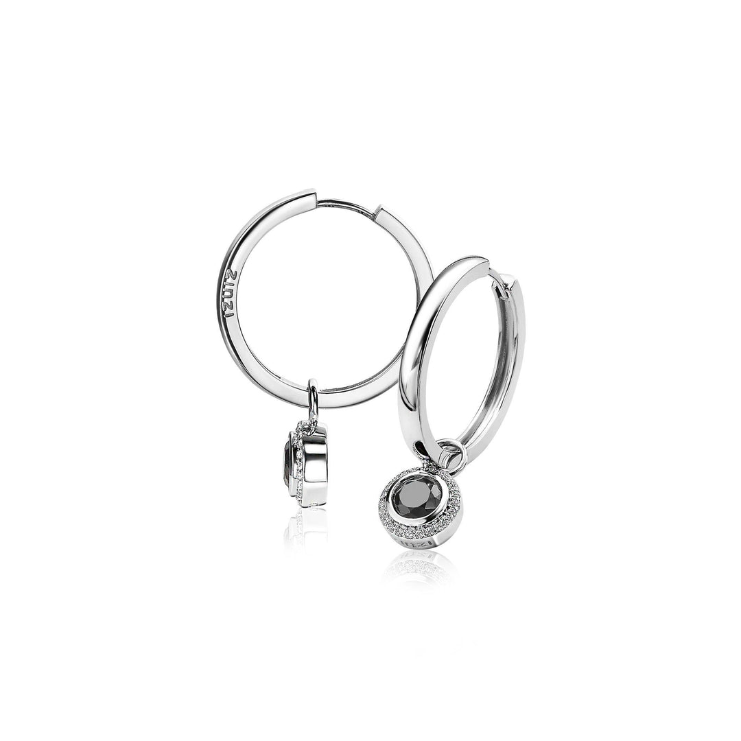 zilveren oorbedels rond zwart 11mm ZICH1244Z