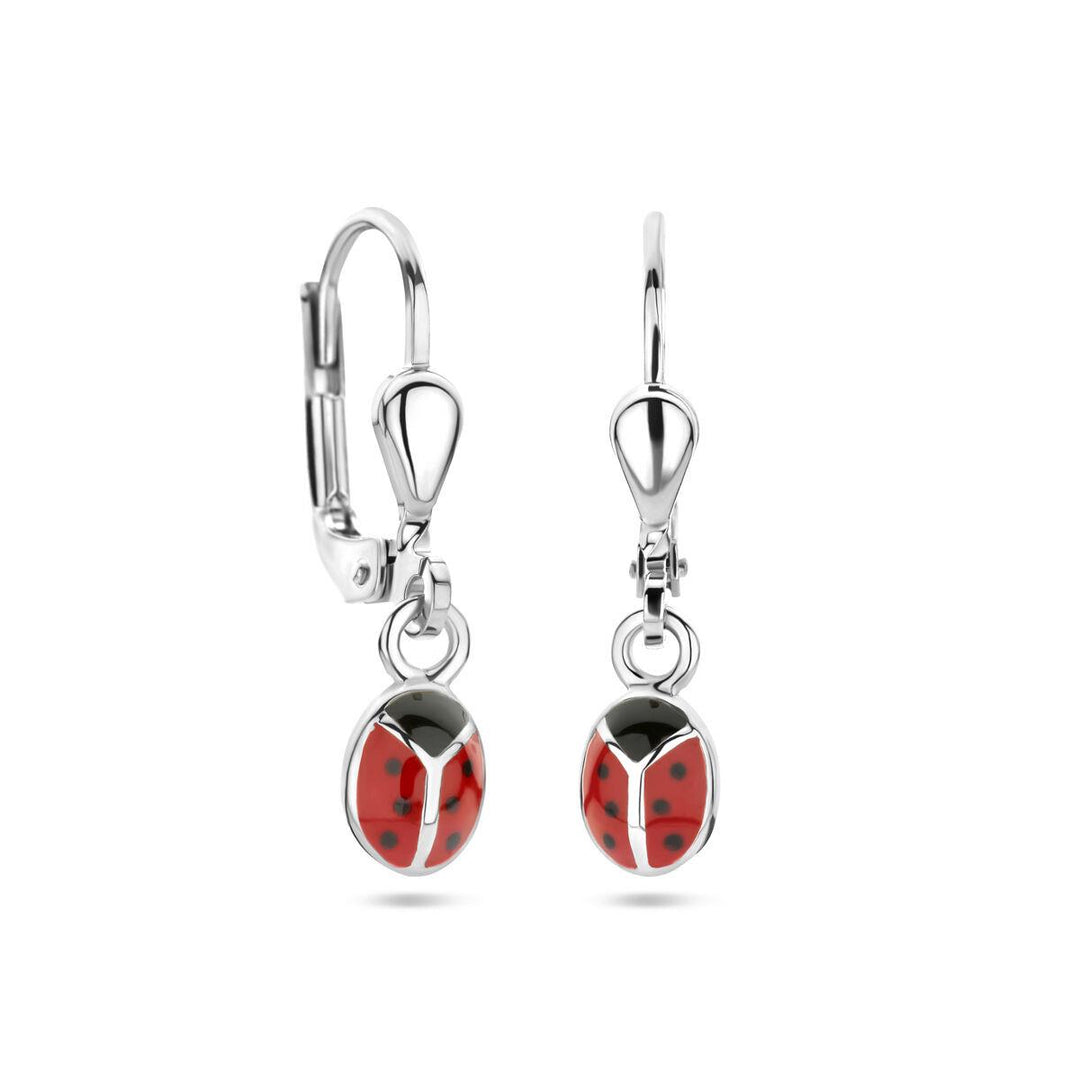 Zilveren oorhangers lieveheersbeestje