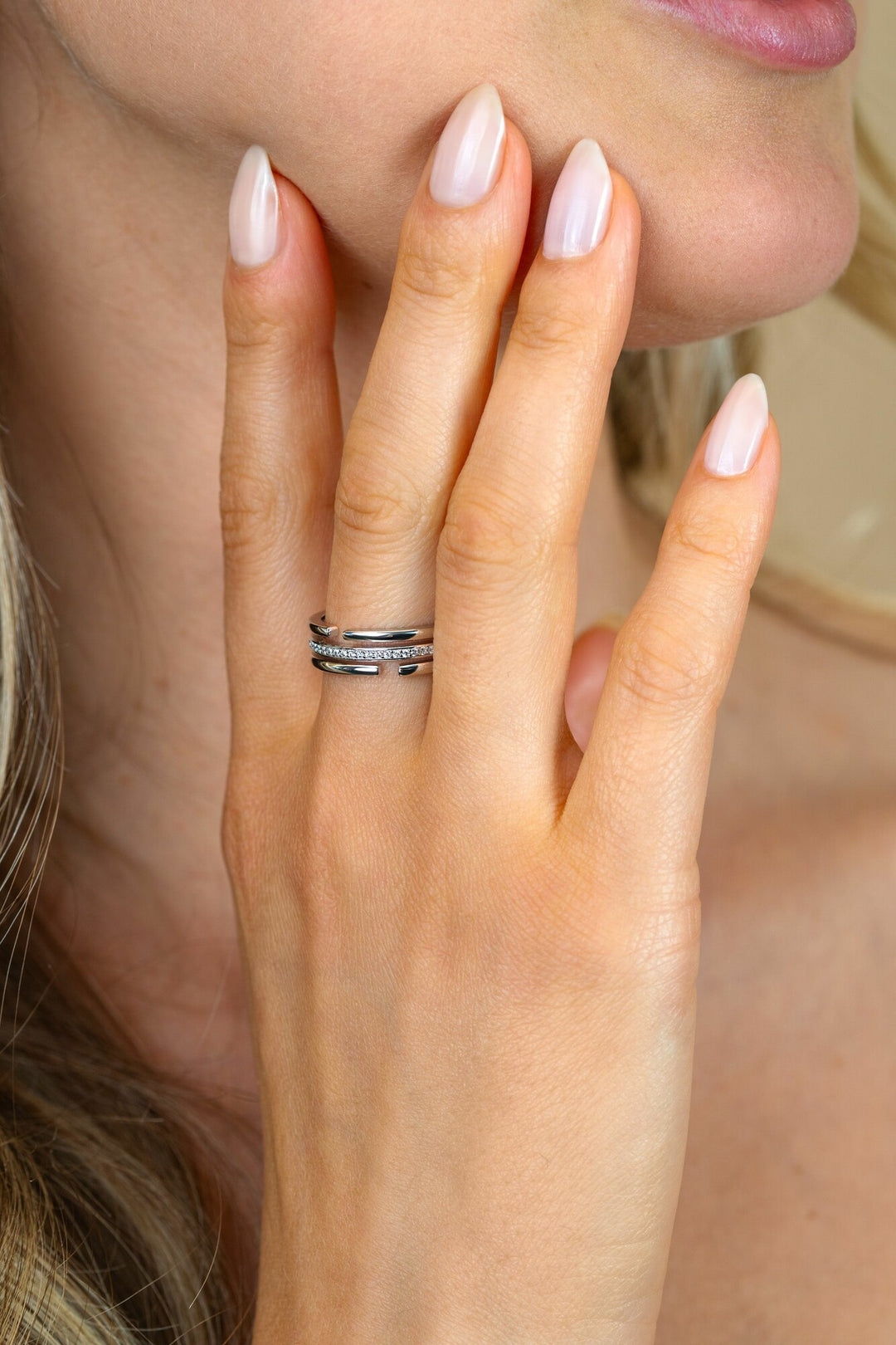 ZINZI zilveren multi-look ring (6mm breed) 3 banen met witte zirkonias ZIR2730C