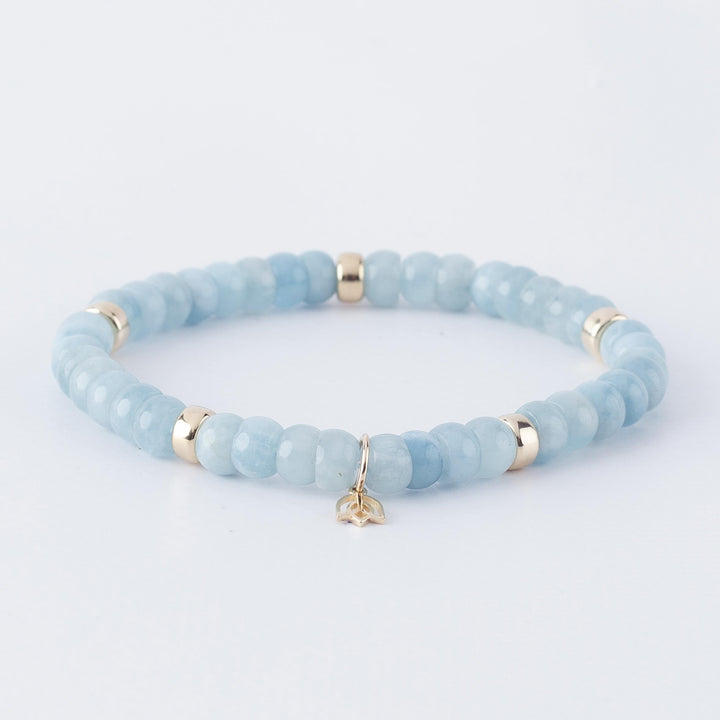 Y&amp;G edelstenen armband | Aquamarijn 7036  &amp; 14 kt 5 Beads