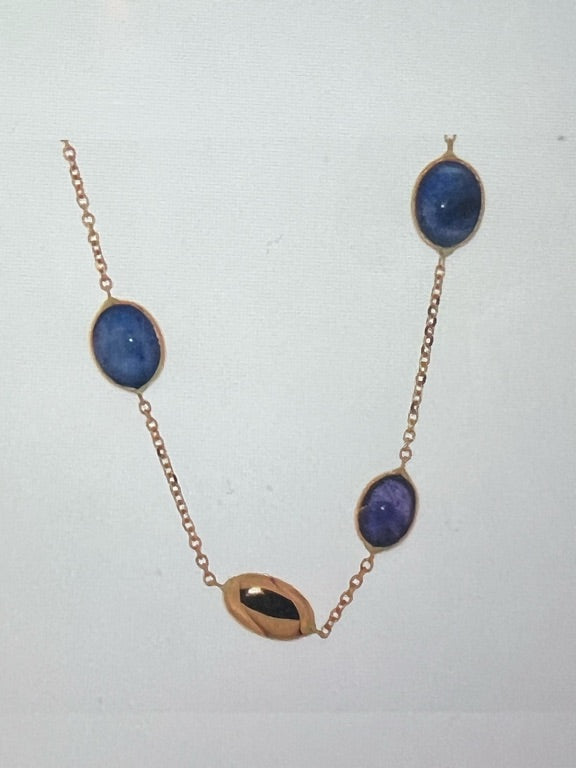 18 kt geelgouden collier multicolor edelstenen