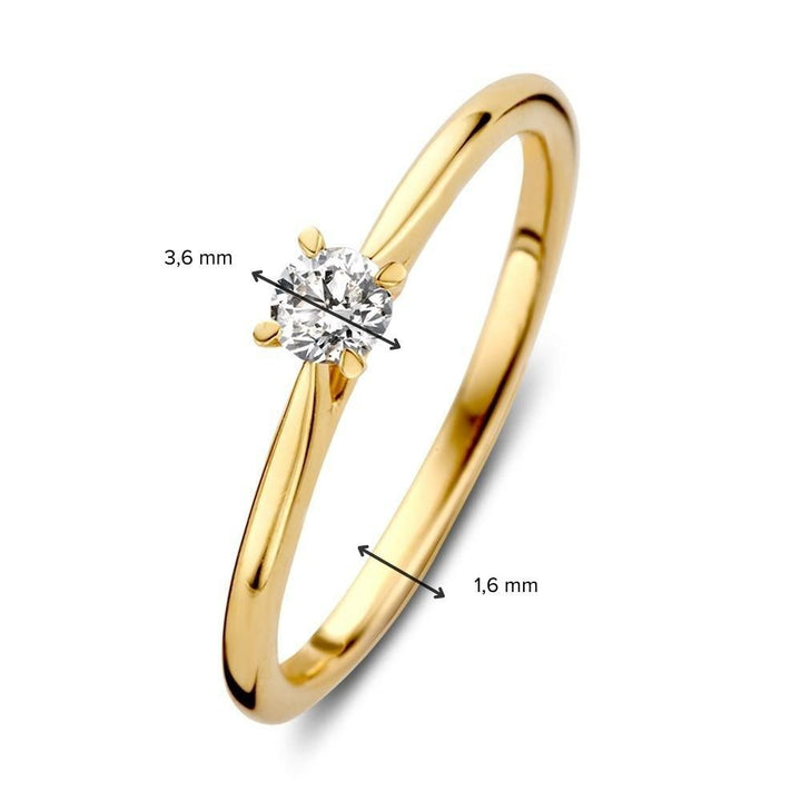 14 Karaat Geelgouden Solitair Ring met 0,17 ct Briljant Geslepen Diamant  RX117257
