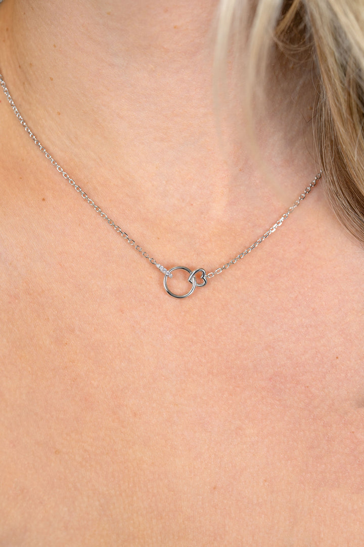 ZINZI zilveren collier hart & rond verbonden – ZIC2811