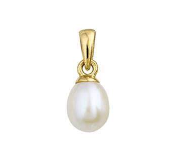 14 kt Geelgouden hanger met zoetwaterparel.