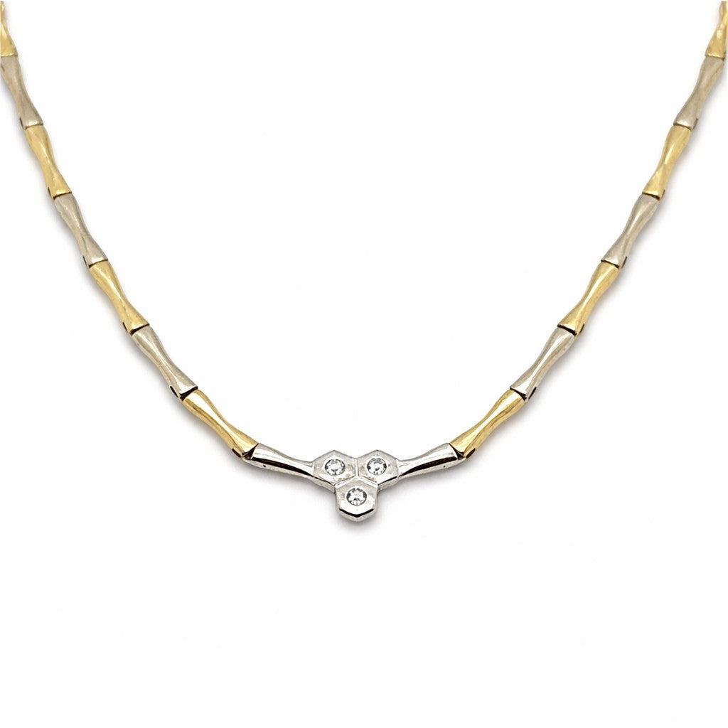 14 kt Geelgouden Choker Collier met Diamant 0,06 ct