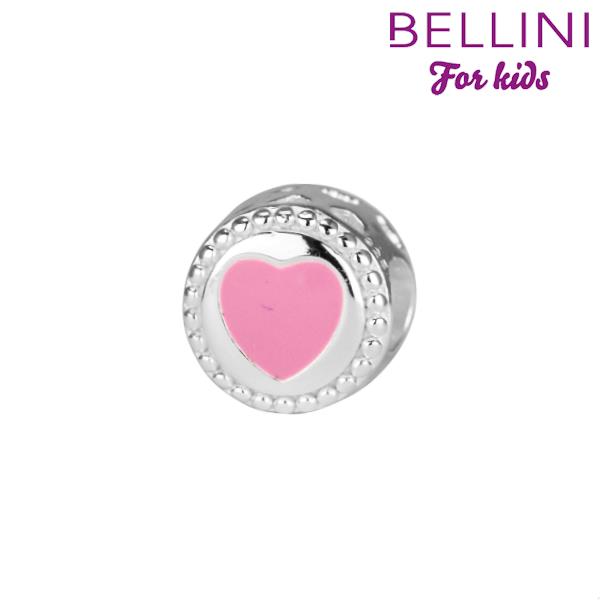 Zilveren Bellini bedel rond met roze hartje567.480