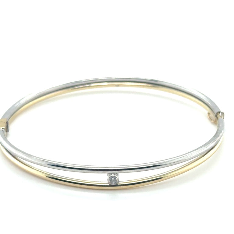 Fjory Slavenarmband 14 Karaat Geel- en Witgoud met 0,05 ct Diamant – 41-A30XX022-0,05