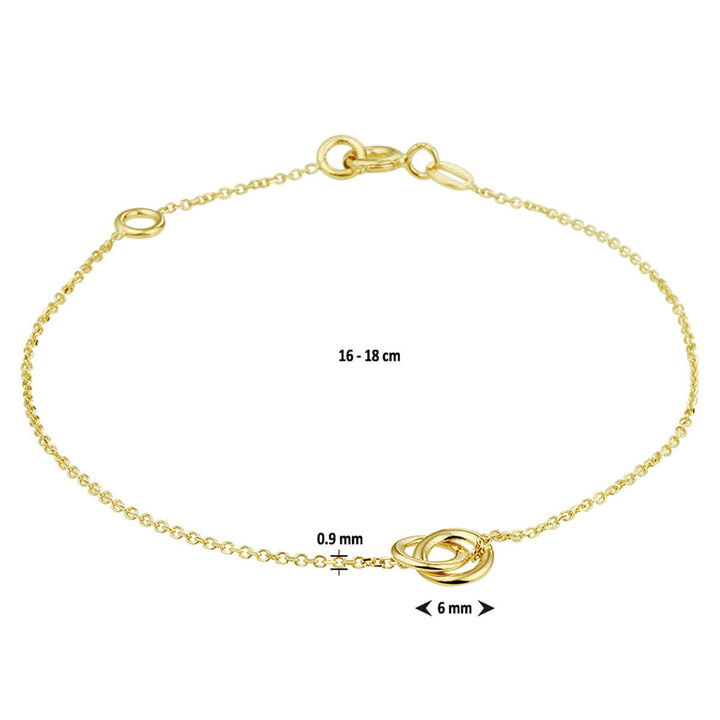 14 kt gouden armband rondjes 16 - 18 cm