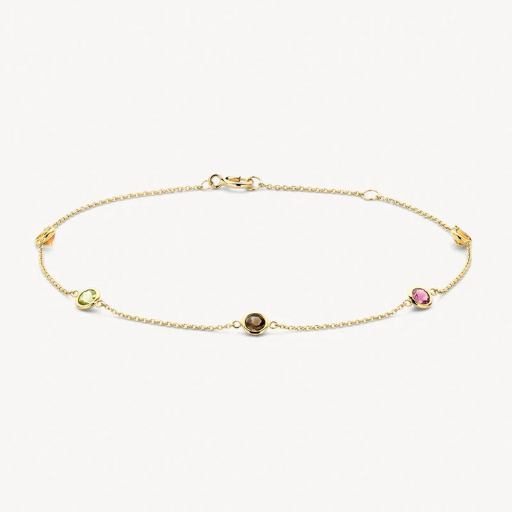 14 kt blush armband met Citrien en Rookkwarts bedels 2266YFC
