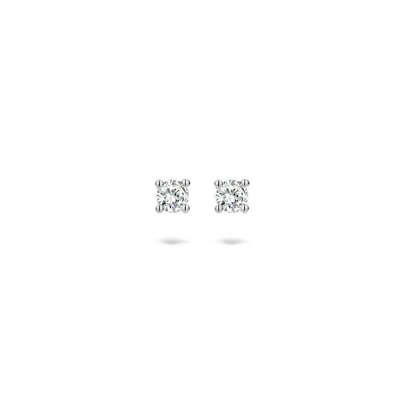 Oorknoppen 7602WDI - 14k Wit goud met Diamant